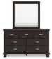 Covetown Queen Panel Bed with Mirrored Dresser, Chest and 2 Nightstands