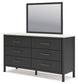 Cadmori King Upholstered Panel Bed with Mirrored Dresser and 2 Nightstands