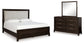 Neymorton King Upholstered Panel Bed with Mirrored Dresser