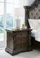 Maylee King Upholstered Bed with Mirrored Dresser and Nightstand