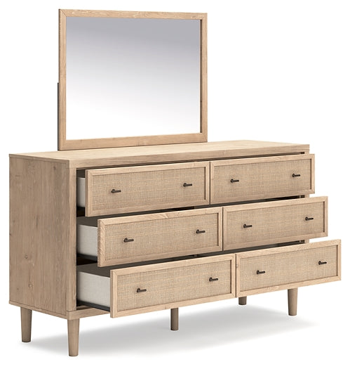 Cielden Full Panel Bed with Mirrored Dresser and Chest