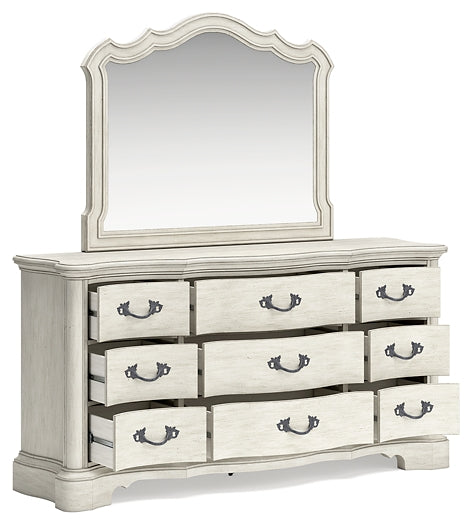 Arlendyne California King Upholstered Bed with Mirrored Dresser, Chest and 2 Nightstands