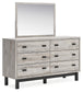 Vessalli King Panel Headboard with Mirrored Dresser and Nightstand