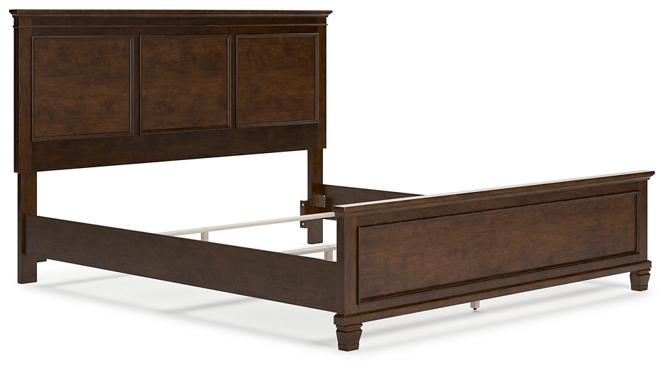 Danabrin California King Panel Bed with Mirrored Dresser, Chest and Nightstand