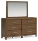 Cabalynn Queen Panel Bed with Storage with Mirrored Dresser