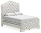 Arlendyne Queen Upholstered Bed with Mirrored Dresser and Chest